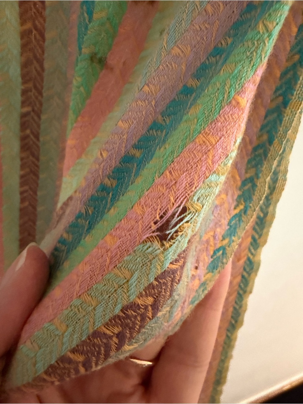 Pastel Stripe Wool + Silk Blend Scarf/Shawl - Picture 5 of 5